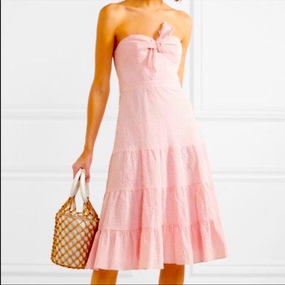 J. crew pink and white strapless seersucker Dress